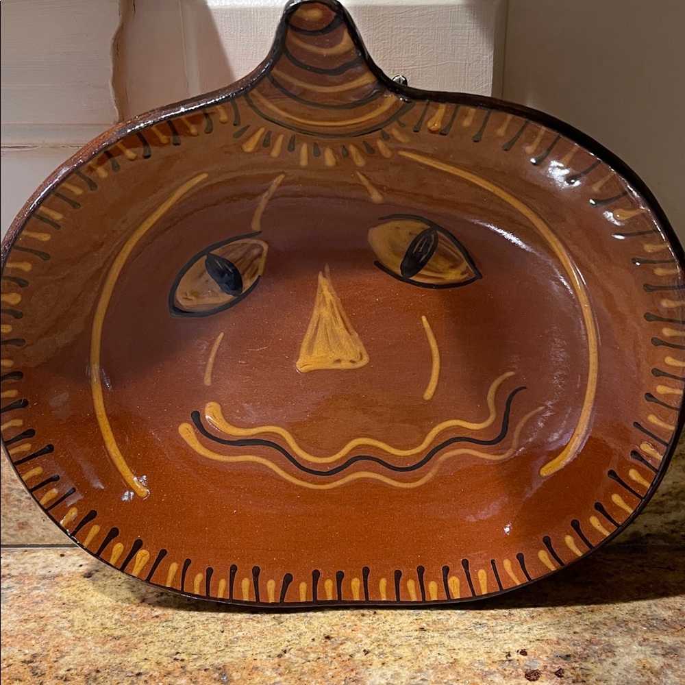 Pumpkin Face Ceramic Plate